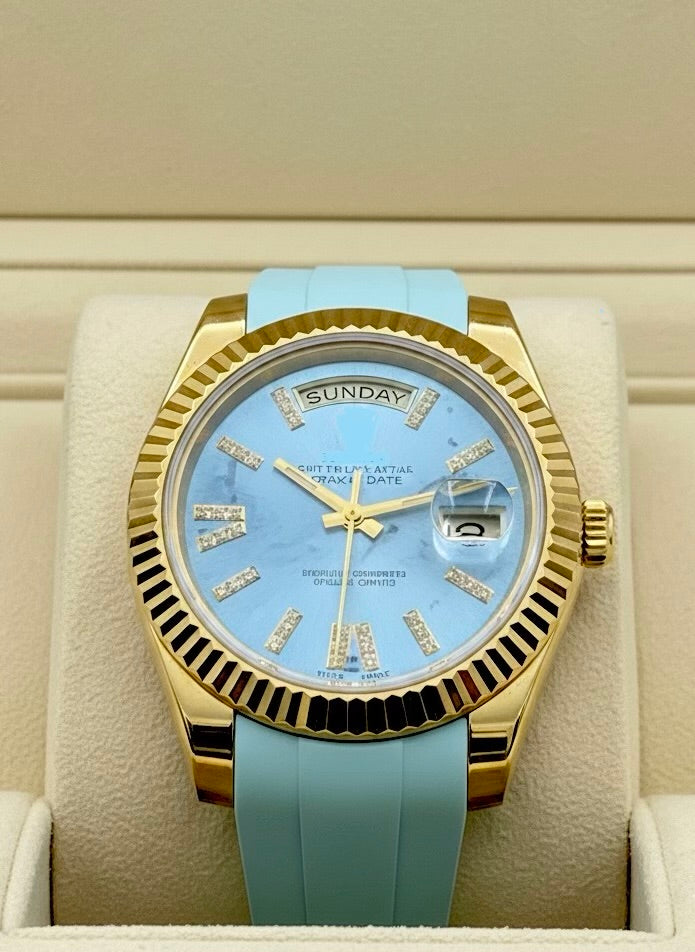 Rolex Yellow Gold turquoise Dial