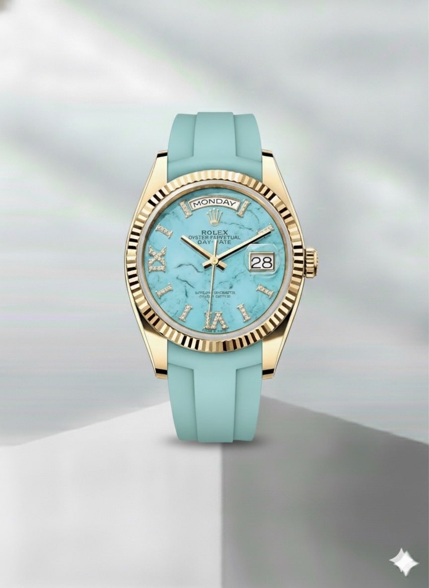 Rolex Yellow Gold turquoise Dial