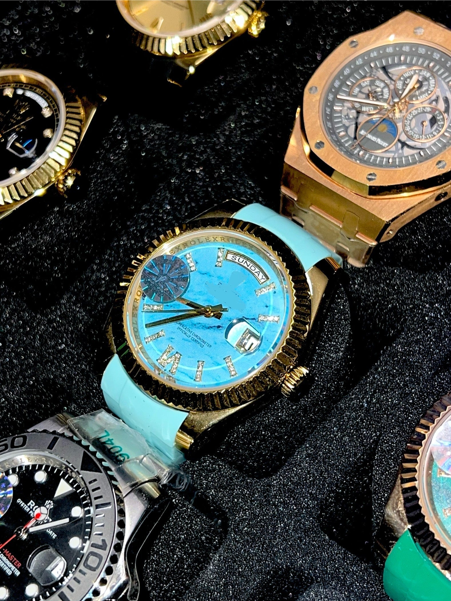 Rolex Yellow Gold turquoise Dial