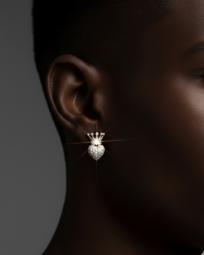 iced out heart earring