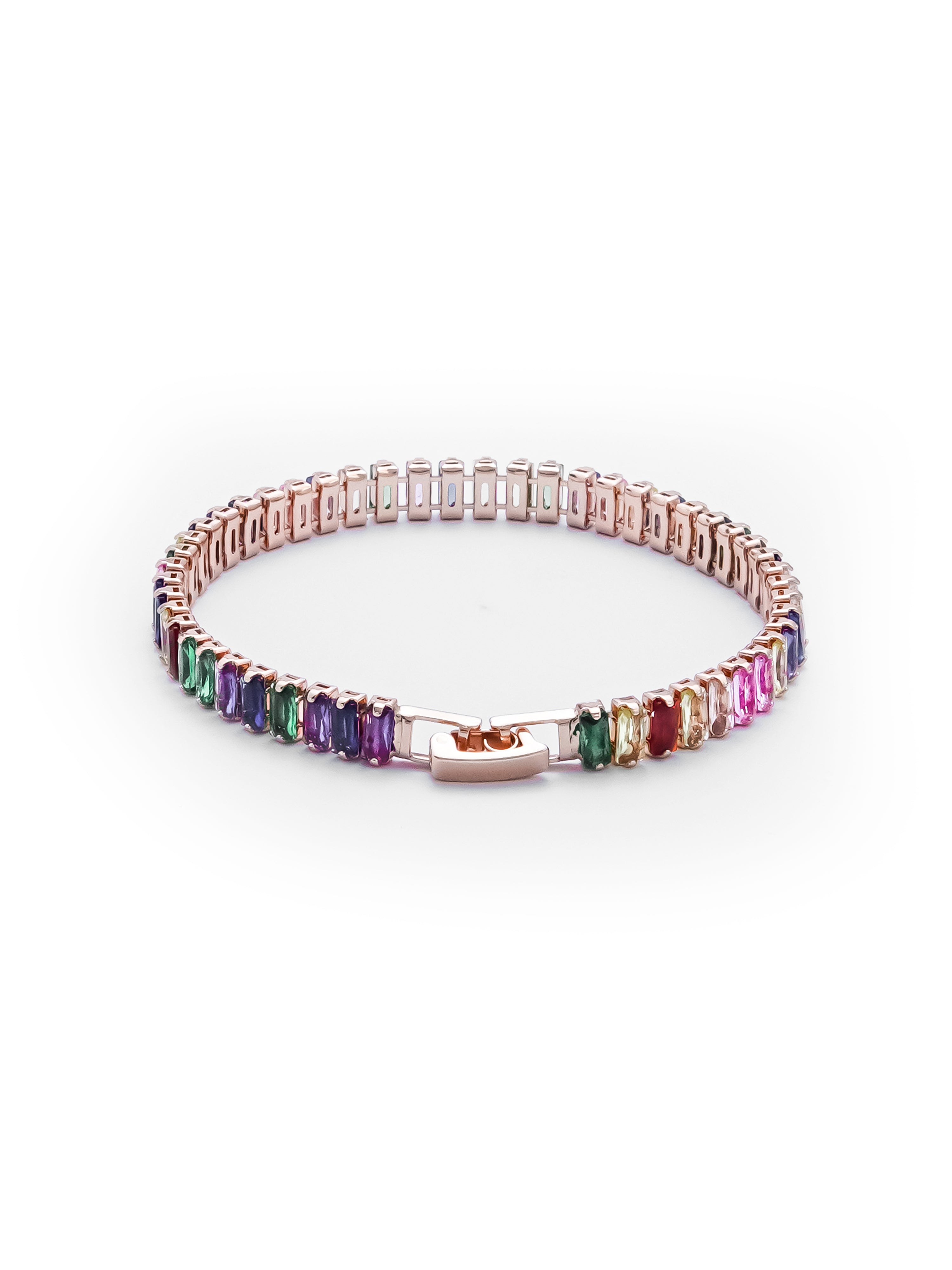 Multi Colour Baguette Tennis Bracelet