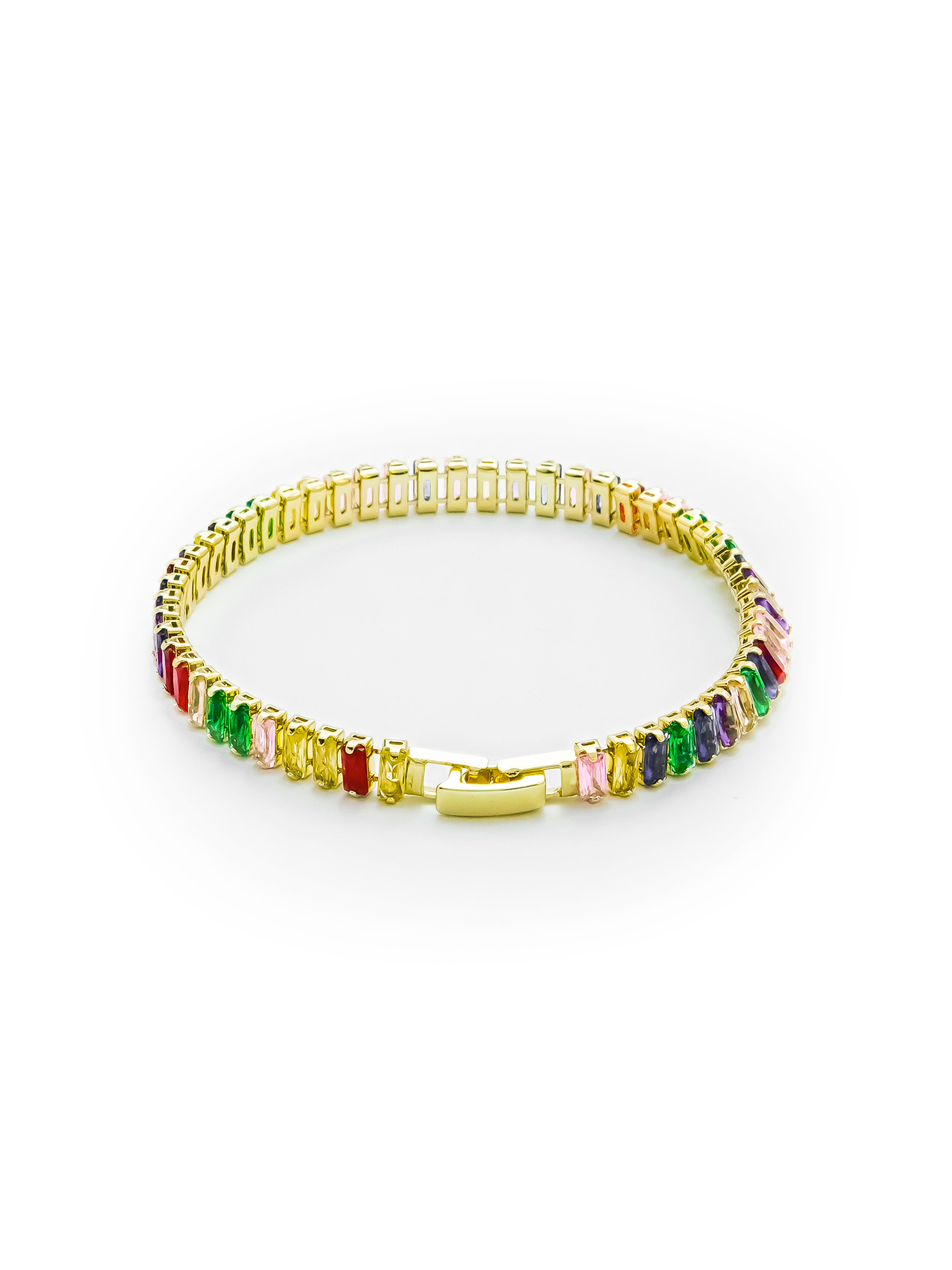 Multi Colour Baguette Tennis Bracelet