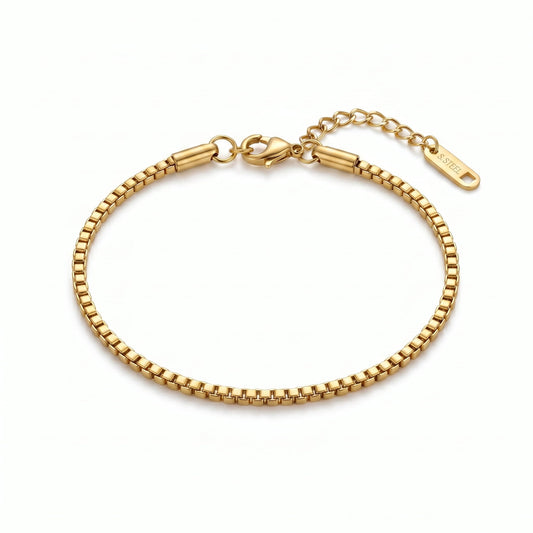 Gold Box Chain Bracelet