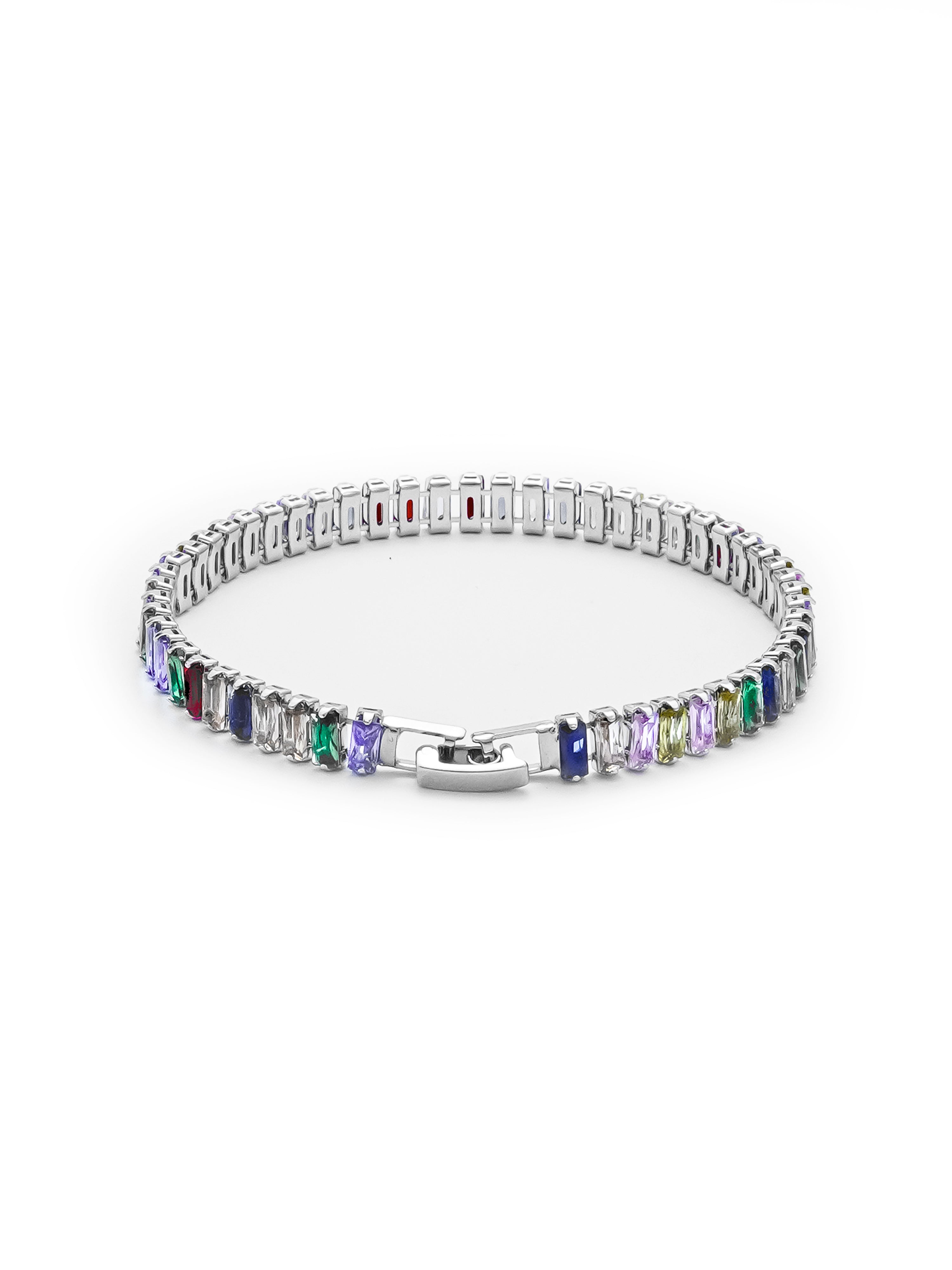 Multi Colour Baguette Tennis Bracelet