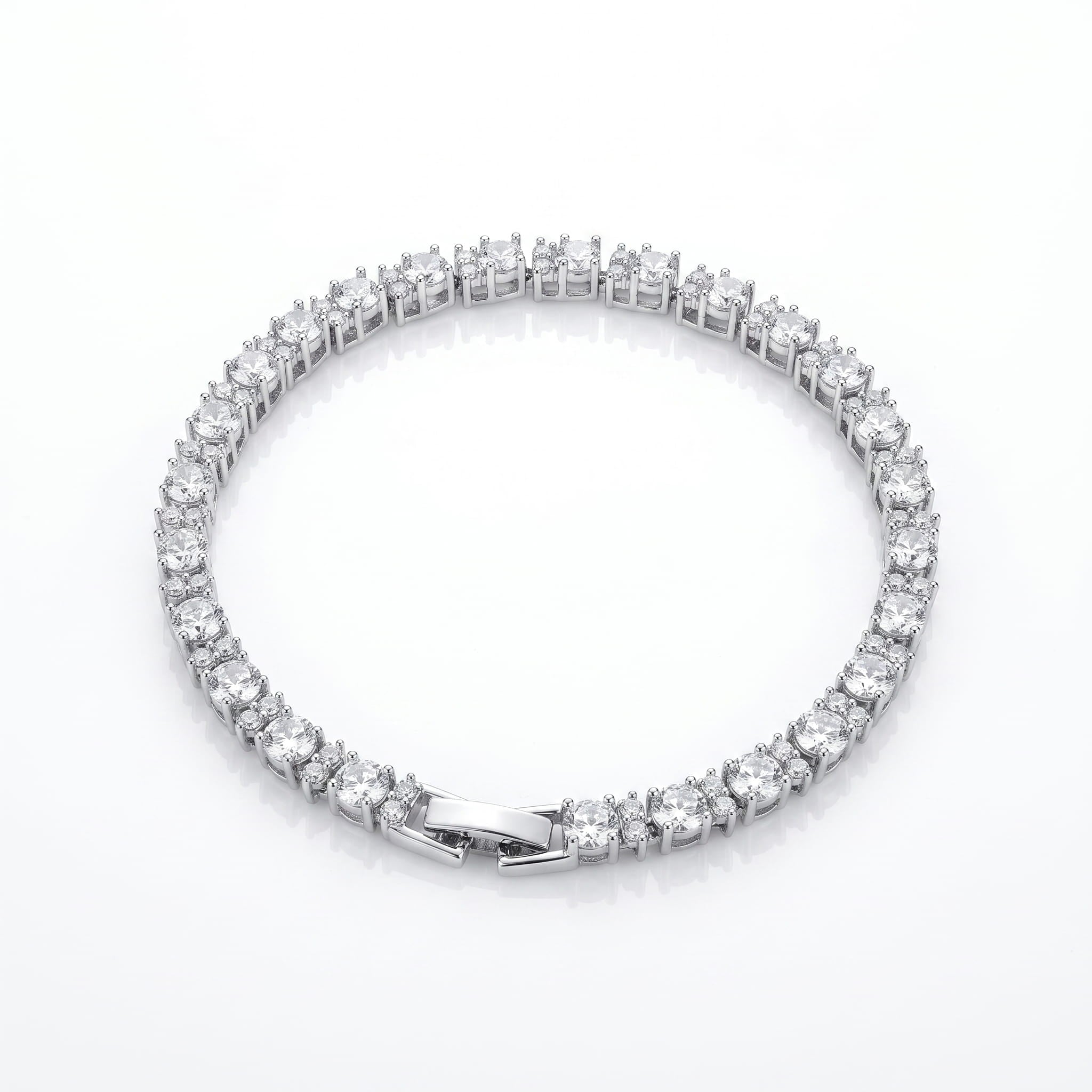 Triple Stone Link Tennis Bracelet