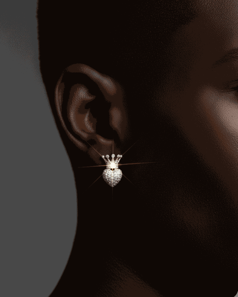 iced out heart earring 